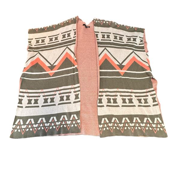 Tally Weijl Poncho XXS/XS Aztec Print Open Front Cardigan Kaftan Cotton Blend - Picture 5 of 16